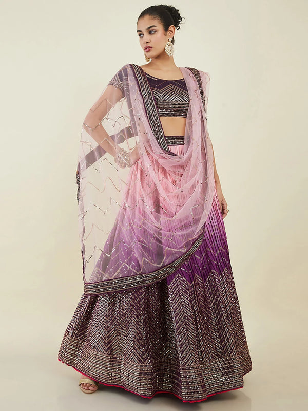 Captivating Purple Sequins Art Silk Events Wear Lehenga Choli - Zeel Clothing