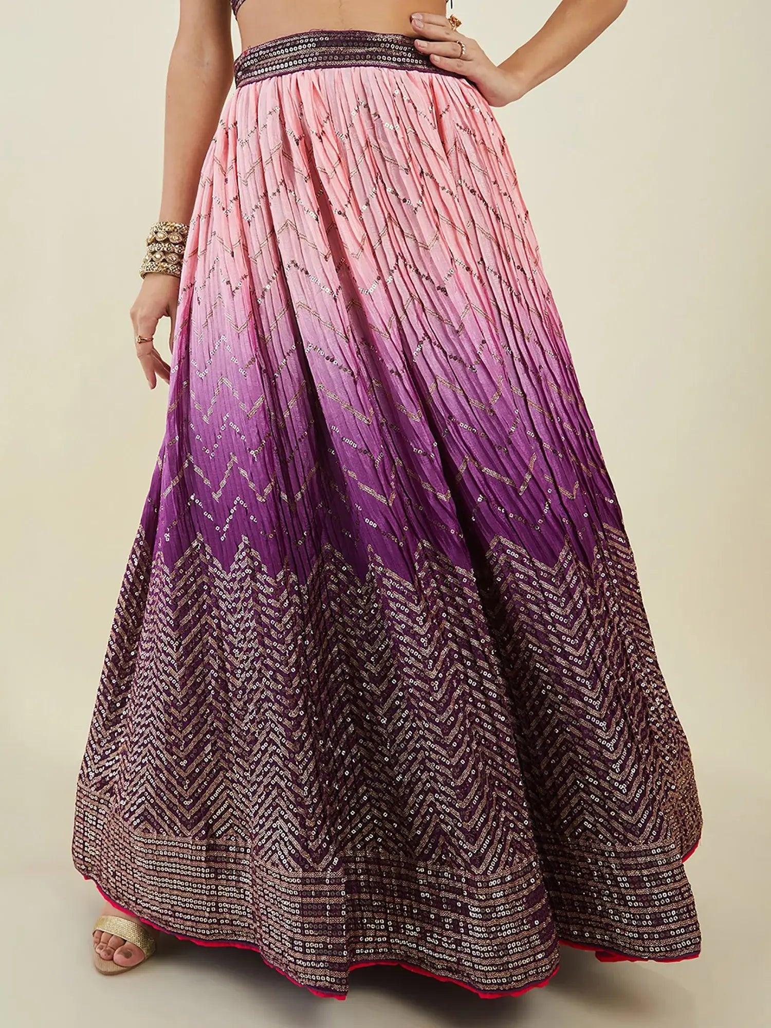 Captivating Purple Sequins Art Silk Events Wear Lehenga Choli - Zeel Clothing