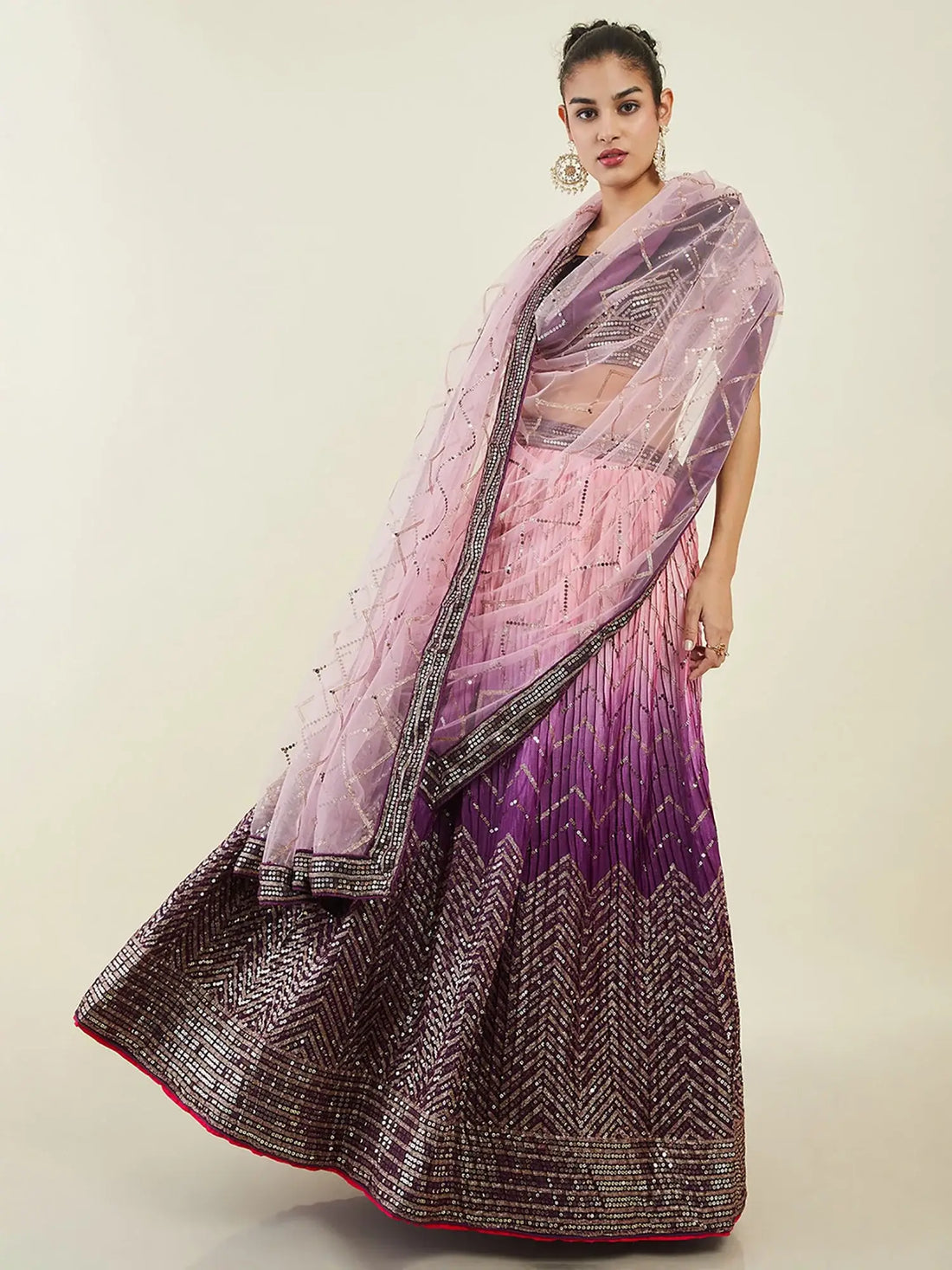 Captivating Purple Sequins Art Silk Events Wear Lehenga Choli - Zeel Clothing