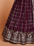 Captivating Purple Sequins Georgette Reception Wear Lehenga Choli - Zeel Clothing