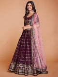 Captivating Purple Sequins Georgette Reception Wear Lehenga Choli - Zeel Clothing