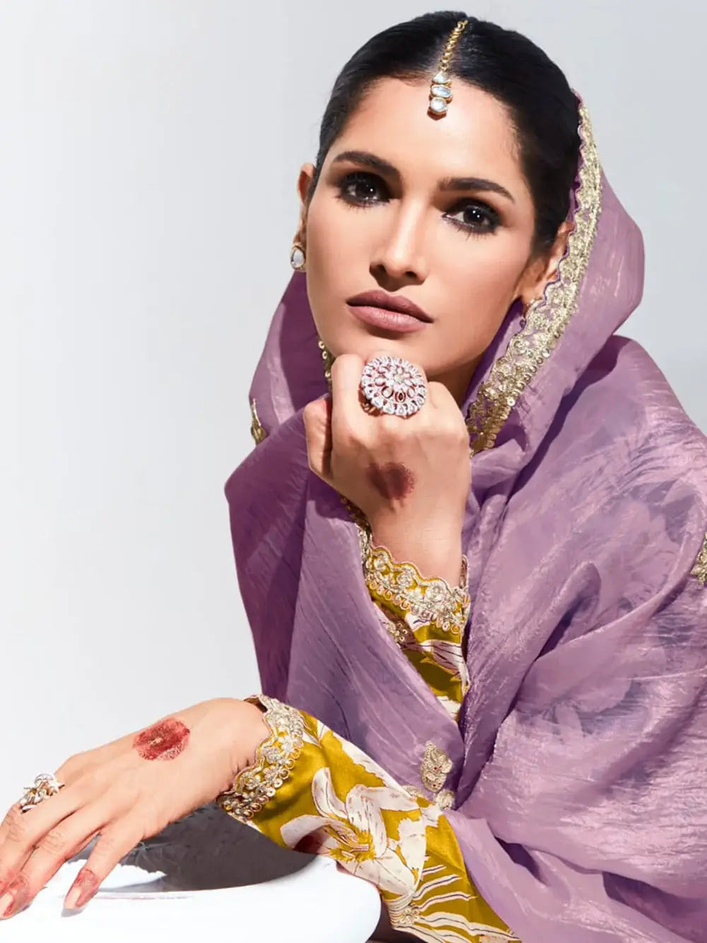 Captivating Purple Sequins Organza Event Wear Saree With Blouse - Zeel Clothing