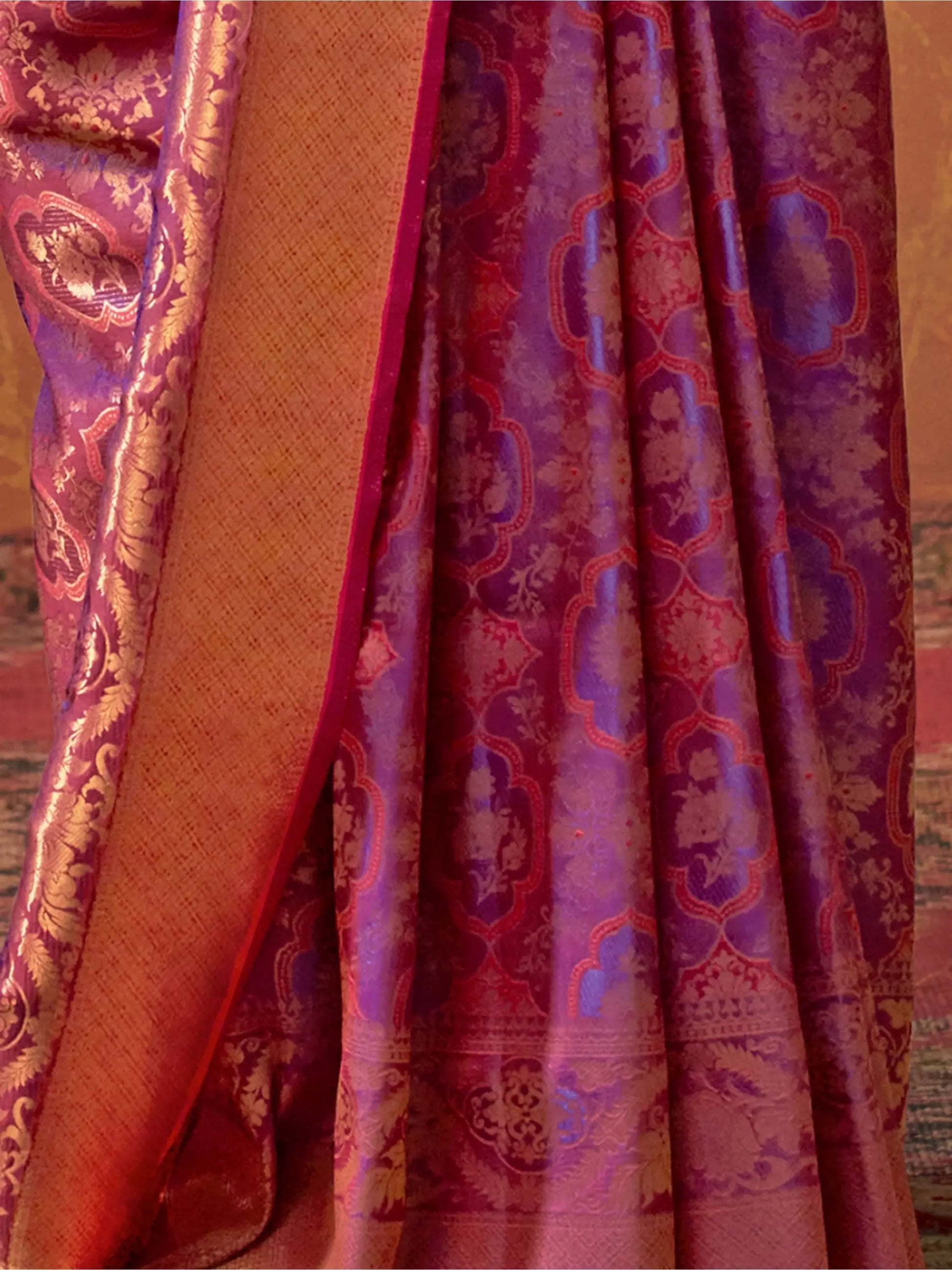 Captivating Purple Zari Weaving Silk Banarasi Saree With Blouse - Zeel Clothing