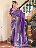 Captivating Purple Zari Work Paithani Meenakari Traditional Saree - Zeel Clothing
