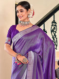 Captivating Purple Zari Work Paithani Meenakari Traditional Saree - Zeel Clothing