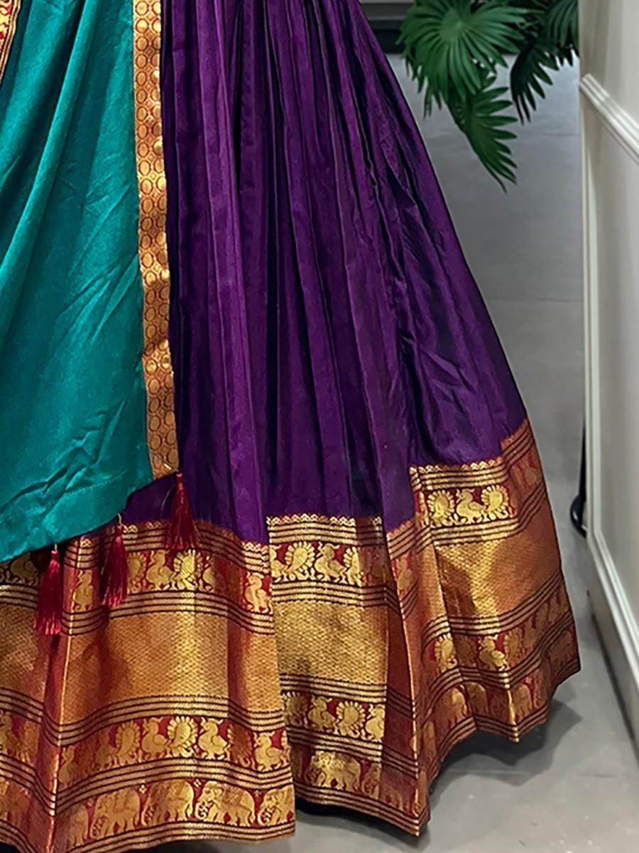Captivating Purple Zari Woven Cotton Events Wear Gown With Dupatta - Zeel Clothing
