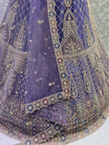 Captivating Purple Zircon Work Net Bridesmaid Lehenga Choli With Dupatta