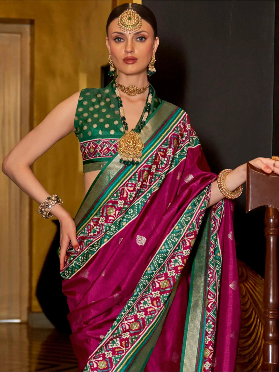 Captivating Rani Pink Patola Printed Silk Traditional Saree With Blouse - Zeel Clothing