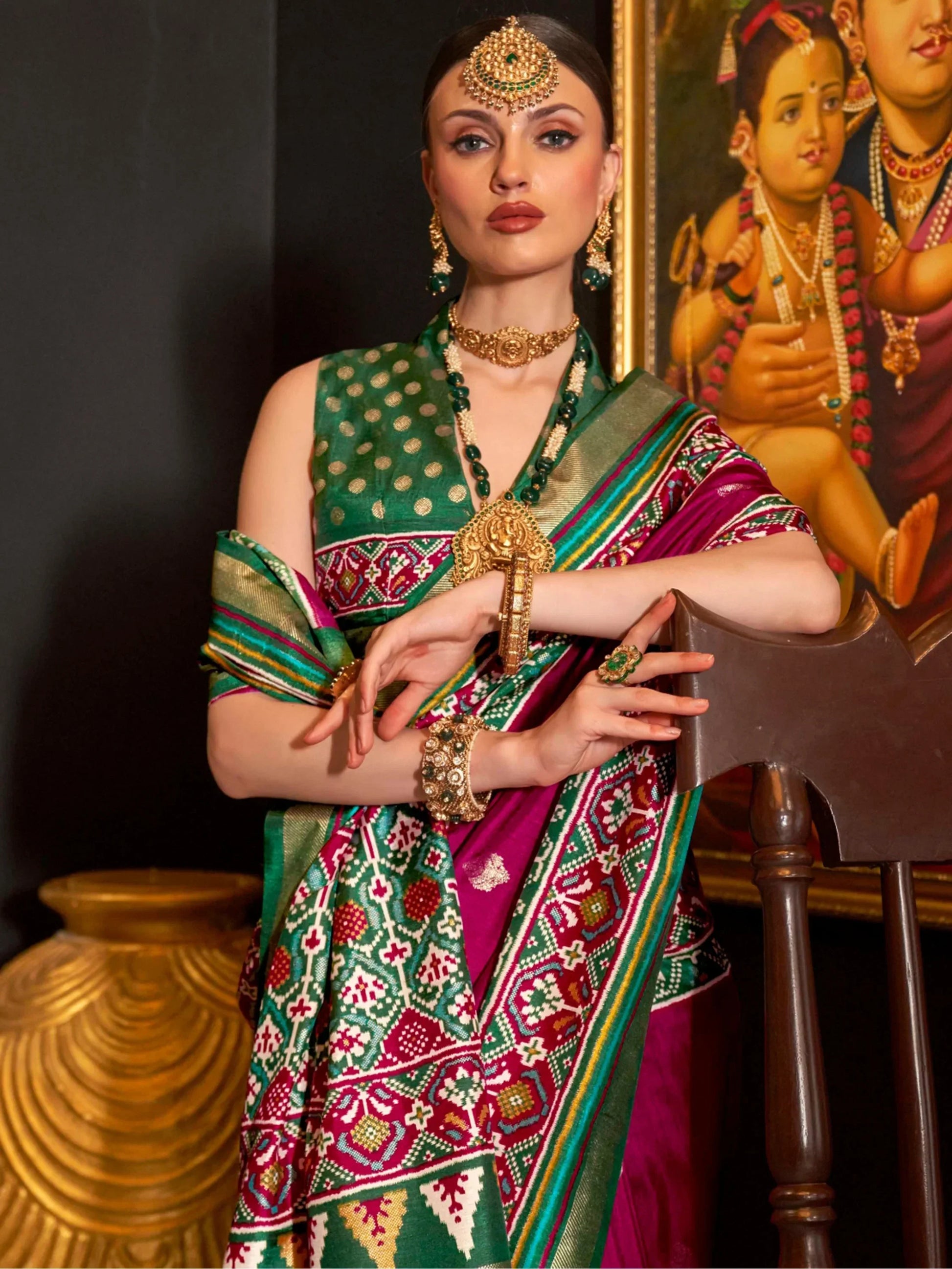 Captivating Rani Pink Patola Printed Silk Traditional Saree With Blouse - Zeel Clothing