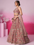 Captivating Rose Gold Sequins Silk Engagement Wear Lehenga Choli - Zeel Clothing