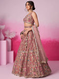 Captivating Rose Gold Sequins Silk Engagement Wear Lehenga Choli - Zeel Clothing