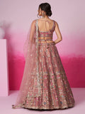 Captivating Rose Gold Sequins Silk Engagement Wear Lehenga Choli - Zeel Clothing