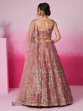 Captivating Rose Gold Sequins Silk Engagement Wear Lehenga Choli - Zeel Clothing