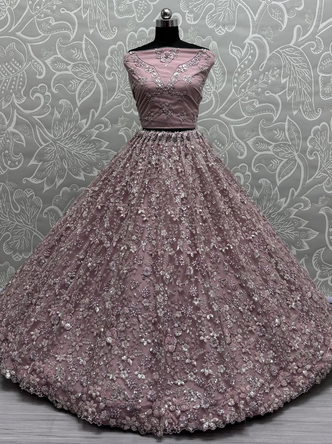 Captivating Rose Pink Bead Work Net Wedding Wear Lehenga Choli With Dupatta - Zeel Clothing
