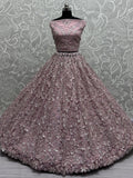 Captivating Rose Pink Bead Work Net Wedding Wear Lehenga Choli With Dupatta - Zeel Clothing