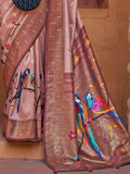 Captivating Russet Brown Paithani Printed Carnival Wear Silk Saree - Zeel Clothing