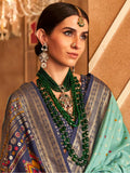 Captivating Sky-Blue Weaving Patola Silk Function Wear Saree - Zeel Clothing