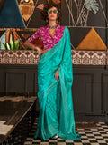 Captivating Sky-Blue Weaving Silk Traditional Saree With Blouse