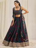 Captivating Teal Green Printed Organza Event Wear Lehenga Choli - Zeel Clothing