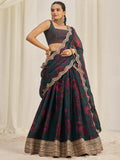 Captivating Teal Green Printed Organza Event Wear Lehenga Choli - Zeel Clothing