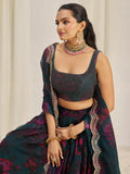 Captivating Teal Green Printed Organza Event Wear Lehenga Choli - Zeel Clothing