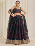 Captivating Teal Green Printed Organza Event Wear Lehenga Choli - Zeel Clothing