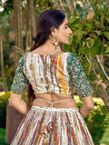 Captivating White & Green Digital Printed Chinon Lehenga Choli - Zeel Clothing