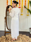Captivating White Floral Embroidered Viscose Event Wear Pant Suit - Zeel Clothing