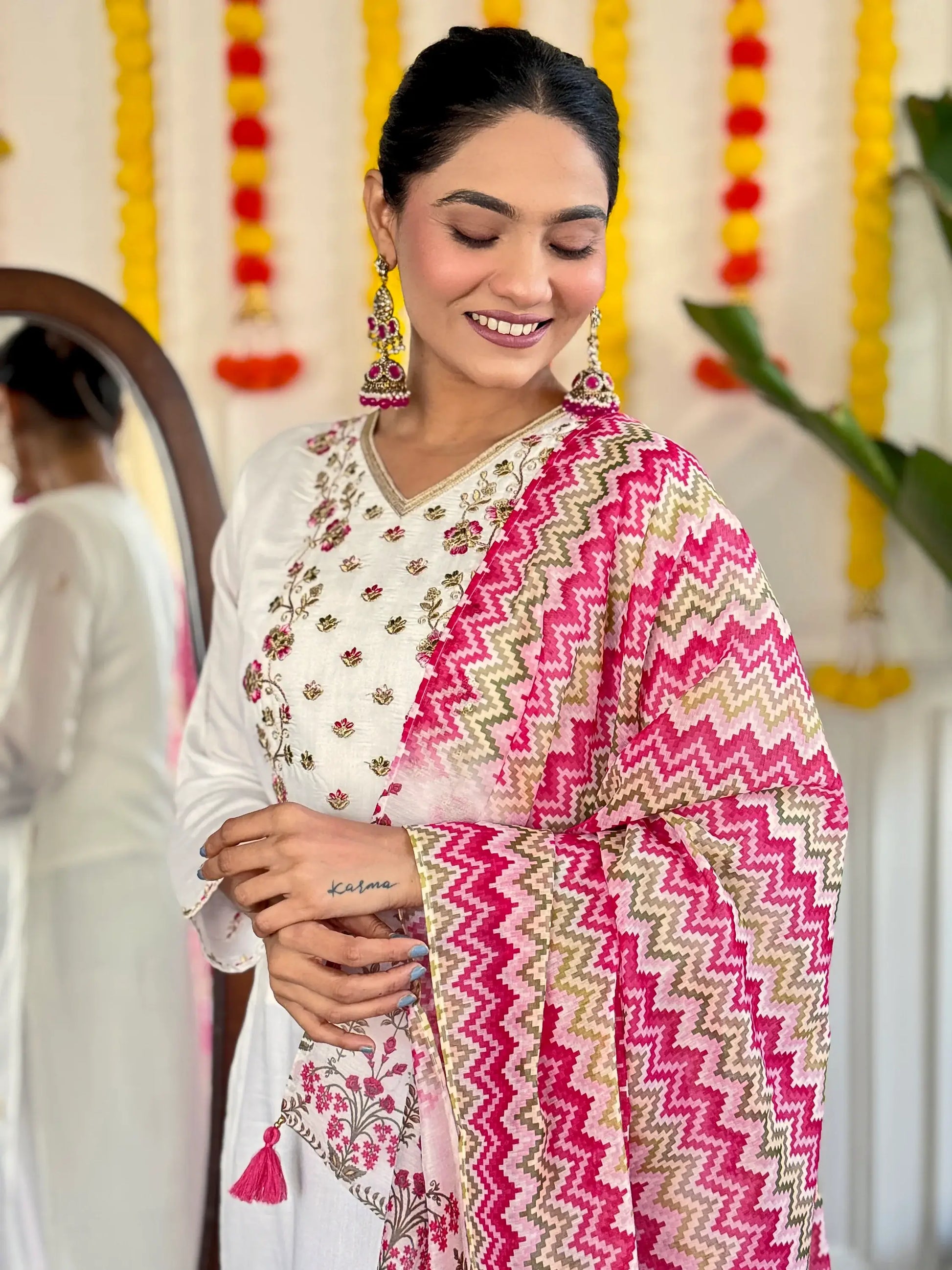 Captivating White Floral Embroidered Viscose Event Wear Pant Suit - Zeel Clothing