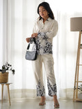 Stunning White Digital Printed Lycra Event Wear Co-Ord Set