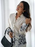 Stunning White Digital Printed Lycra Event Wear Co-Ord Set