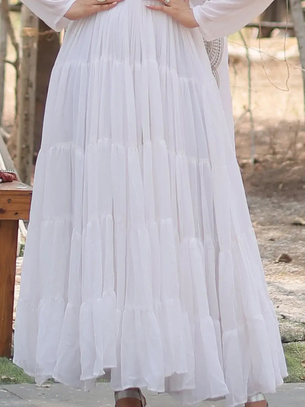 Captivating White Georgette Festival Wear Gown With Dupatta - Zeel Clothing