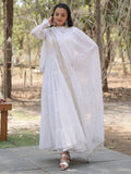 Captivating White Georgette Festival Wear Gown With Dupatta - Zeel Clothing