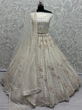 Captivating White Hand Work Net Bridesmaid Lehenga Choli With Dupatta - Zeel Clothing