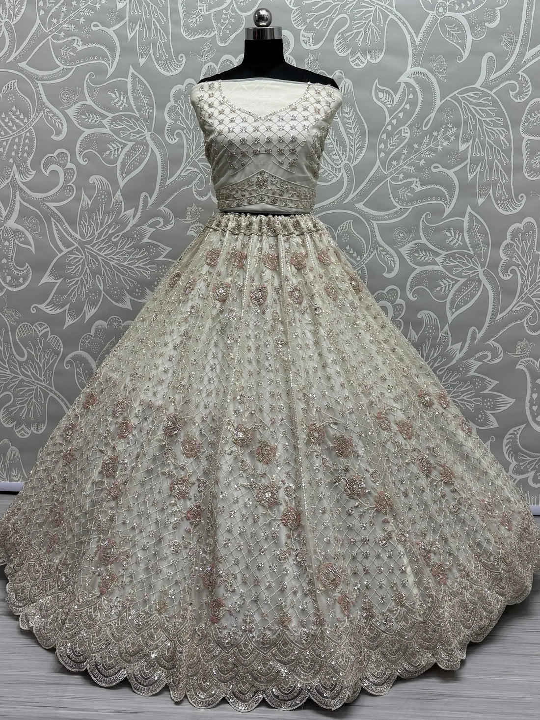 Captivating White Hand Work Net Bridesmaid Lehenga Choli With Dupatta - Zeel Clothing