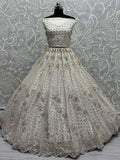 Captivating White Hand Work Net Bridesmaid Lehenga Choli With Dupatta - Zeel Clothing