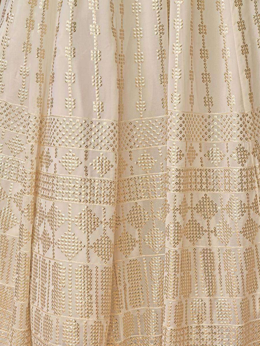 Captivating White Heavy Embroidery Georgette Ready-Made Gown - Zeel Clothing