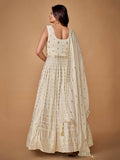 Captivating White Heavy Embroidery Georgette Ready-Made Gown - Zeel Clothing