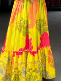 Captivating Yellow Floral Printed Silk Festival Wear Gown - Zeel Clothing