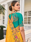Captivating Yellow Heavy Border Work Crape Silk Wedding Wear Saree - Zeel Clothing