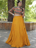 Captivating Yellow Rayon Navratri Lehenga With Embroidered Choli - Zeel Clothing
