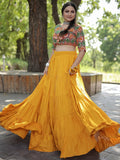 Captivating Yellow Rayon Navratri Lehenga With Embroidered Choli - Zeel Clothing