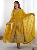 Captivating Yellow Sequins Georgette Haldi Wear Suit Pant With Dupatta - Zeel Clothing