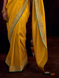Captivating Yellow Woven Silk Haldi Wear Saree With Blouse - Zeel Clothing