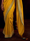 Captivating Yellow Woven Silk Haldi Wear Saree With Blouse - Zeel Clothing