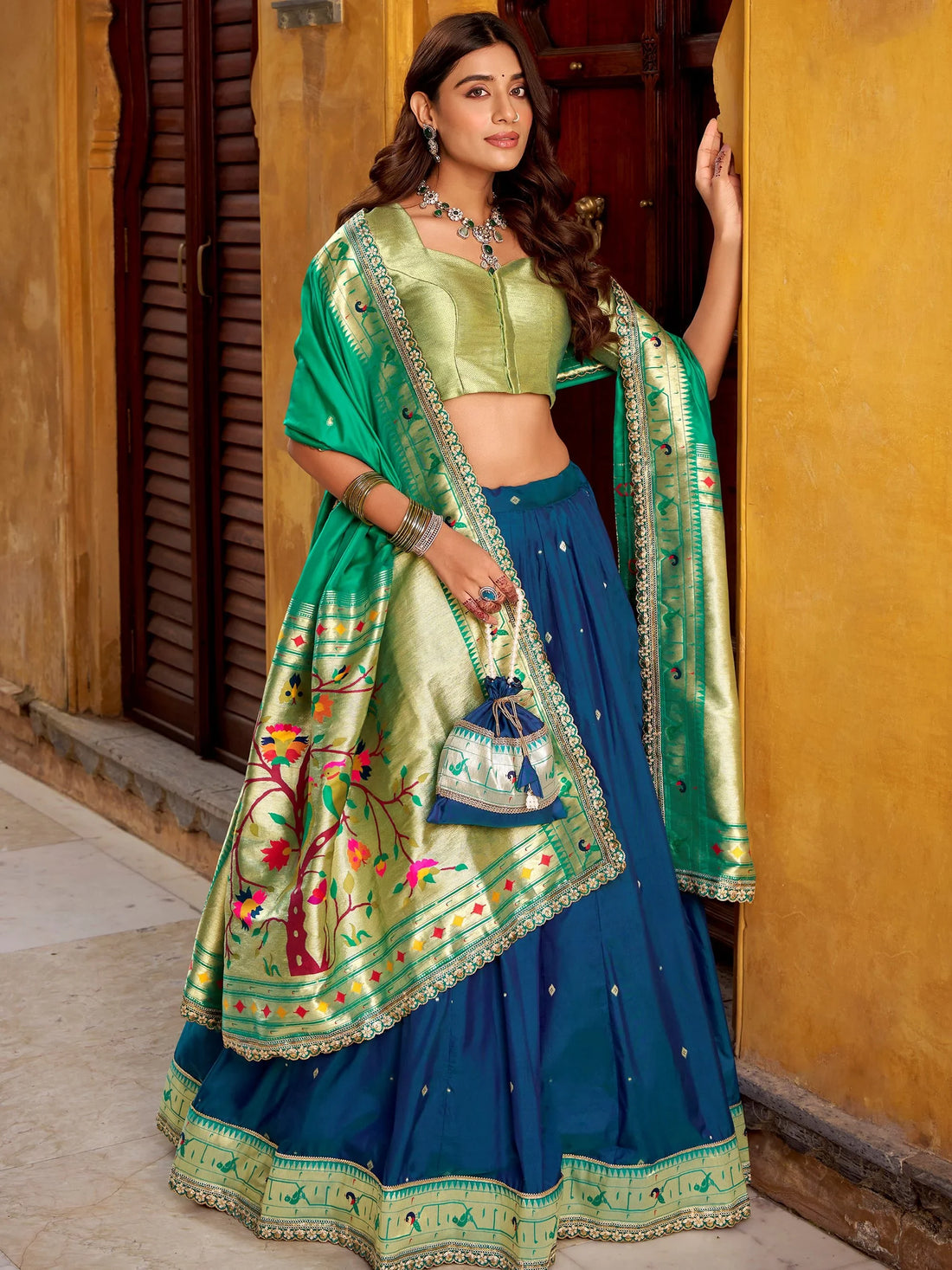 Charismatic Blue Zari Work Silk Festive Wear Lehenga With Dupatta