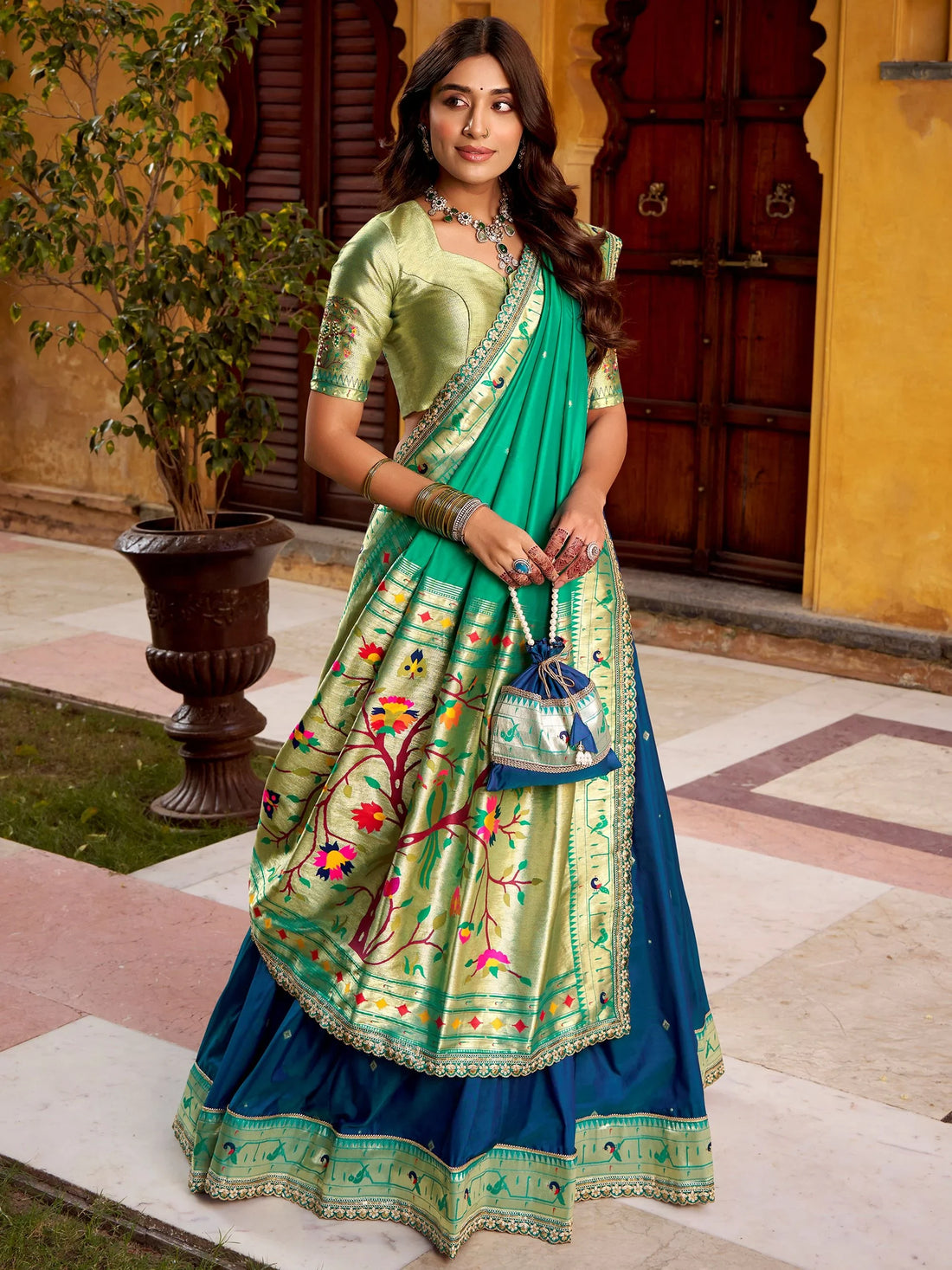 Charismatic Blue Zari Work Silk Festive Wear Lehenga With Dupatta