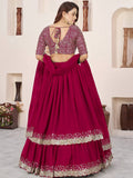Charismatic Pink Sequins Georgette Wedding Wear Lehenga With Dupatta