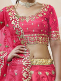 Charismatic Pink Zari Work Art Silk Engagement Wear Lehenga Choli - Zeel Clothing