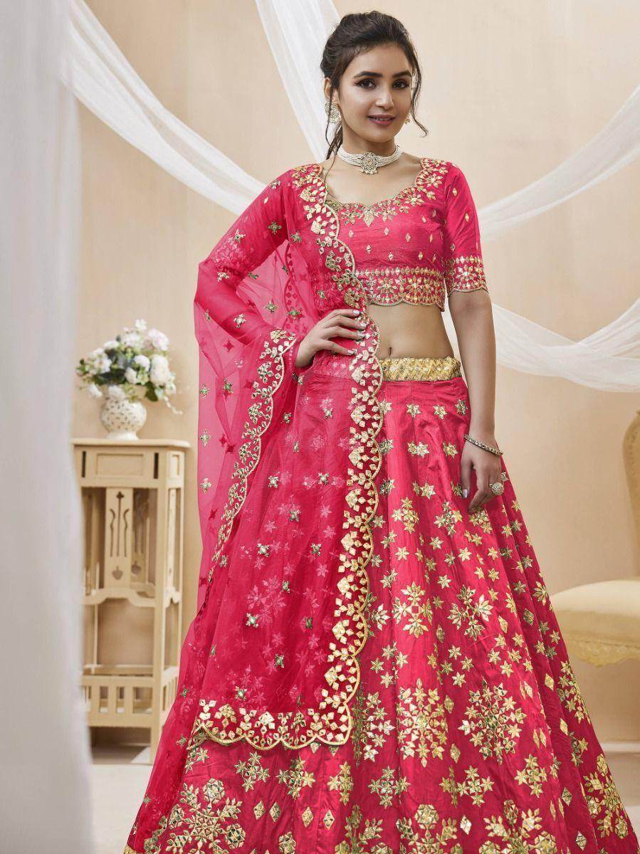 Charismatic Pink Zari Work Art Silk Engagement Wear Lehenga Choli - Zeel Clothing